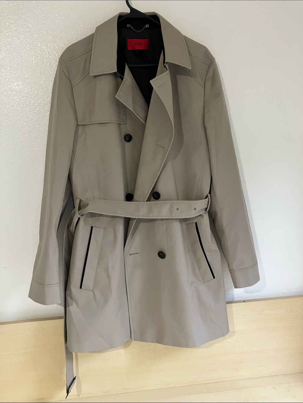 Hugo Boss Light Beige Trench Coat with Belt